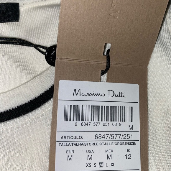 NWT. Massimo Dutti White Top with Contrast Piping Detail. Size M. - Picture 5 of 8